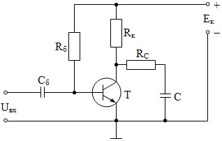Схема транзистора в состоянии насыщения