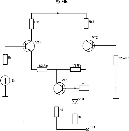 дифференциальный каскад на биполярных транзисторах