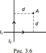 По двум скрещенным под прямым углом бесконечно длинным проводам текут токи