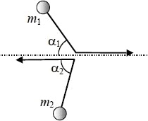 Две шайбы в результате столкновения на гладком горизонтальном столе разлетелись в противоположных направлениях