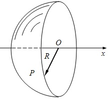 Половина шара несет равномерно распределенный по объему заряд