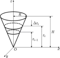 Резервуар, имеющий форму прямого кругового конуса, обращенного вершиной вниз, наполнен водой