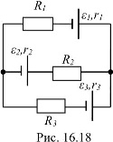 Три источника ЭДС и три резистора соединены параллельно
