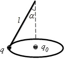 Заряженный шарик на нити движется по окружности в горизонтальной плоскости вокруг точечного заряда
