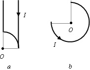 Проводник с током лежит в плоскости и изогнут так, как показано на рисунке