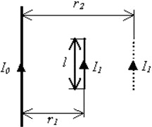 Прямой проводник с током находится возле провода с током и параллелен ему