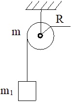 на диск намотан шнур с привязанным грузом