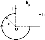 контур с током имеет форму части квадрата, соединенного с частью круга