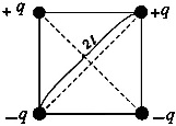 В вершинах квадрата находятся точечные заряды