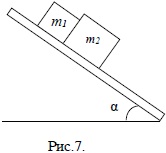 Два соприкасающихся бруска скользят по наклонной доске