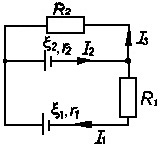 Схема с двумя резисторами и двумя источниками ЭДС