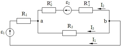 В схеме 2 источника ЭДС и 4 резистора