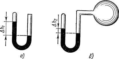 U-образная трубка а) с открытым концом; б) с подсоединенным сосудом
