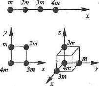 4 шара расположены а) на одной прямой; б) по вершинам квадрата; в) по четырем смежным вершинам куба
