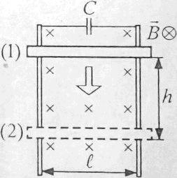 По двум вертикальным проводам скользит горизонтальная проводящая перемычка. Перпендикулярно плоскости, образованной проводами, создано однородное магнитное поле