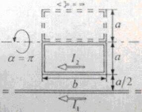 Прямоугольная рамка вращается вокруг оси, параллельной проводнику с током