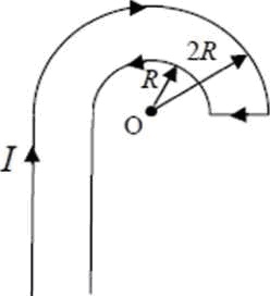 По изогнутому проводнику идет ток