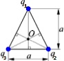 В вершинах треугольника находятся заряды