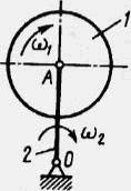 Относительно кривошипа вращается однородный диск