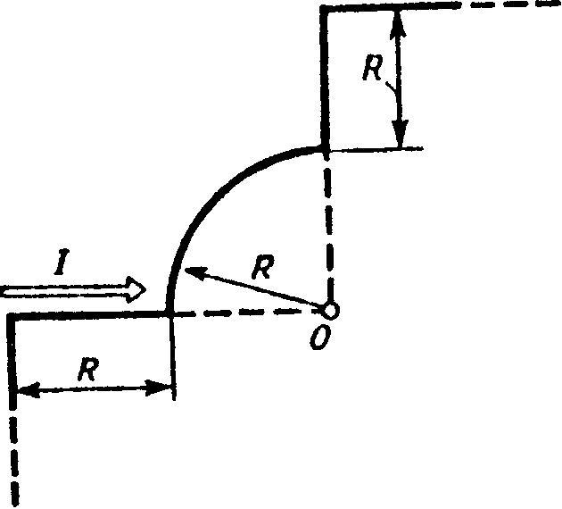 По бесконечно длинному проводу, изогнутому так, как это показано на рисунке, течет ток