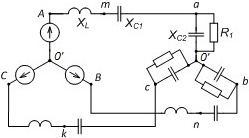 схема трехфазной цепи