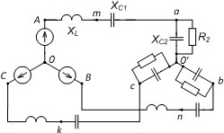схема трехфазной цепи