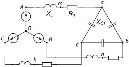 схема трехфазной цепи