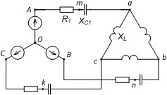 схема трехфазной цепи