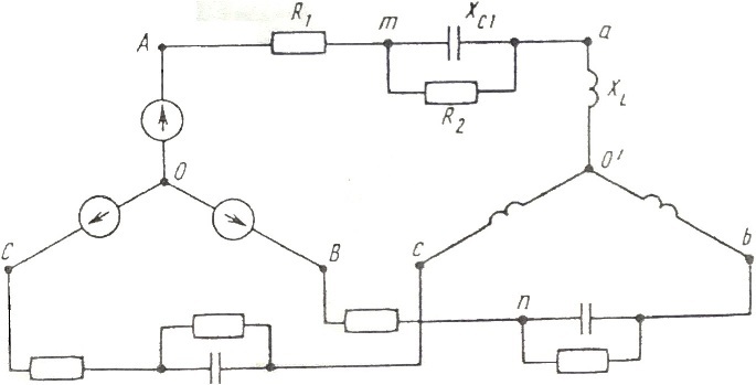 схема трехфазной цепи