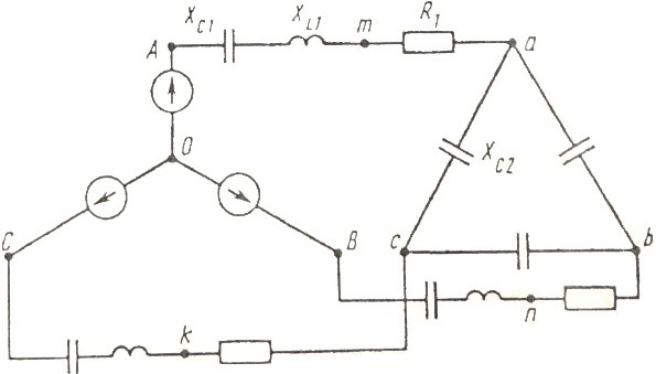 схема трехфазной цепи