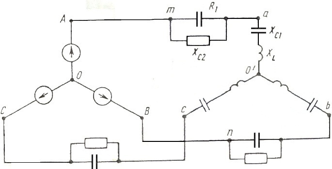 схема трехфазной цепи
