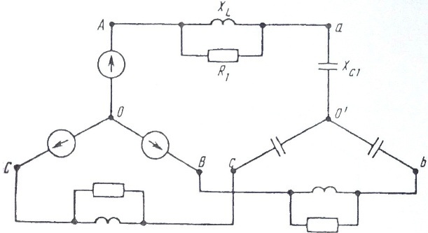 схема трехфазной цепи