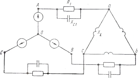 схема трехфазной цепи